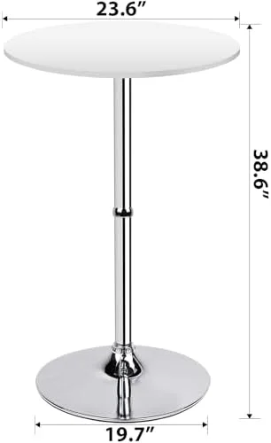 TJUNBOLIFE Leopard MDF Round Top Adjustable  Table  Pub Table with Silver Leg and Base (Black)