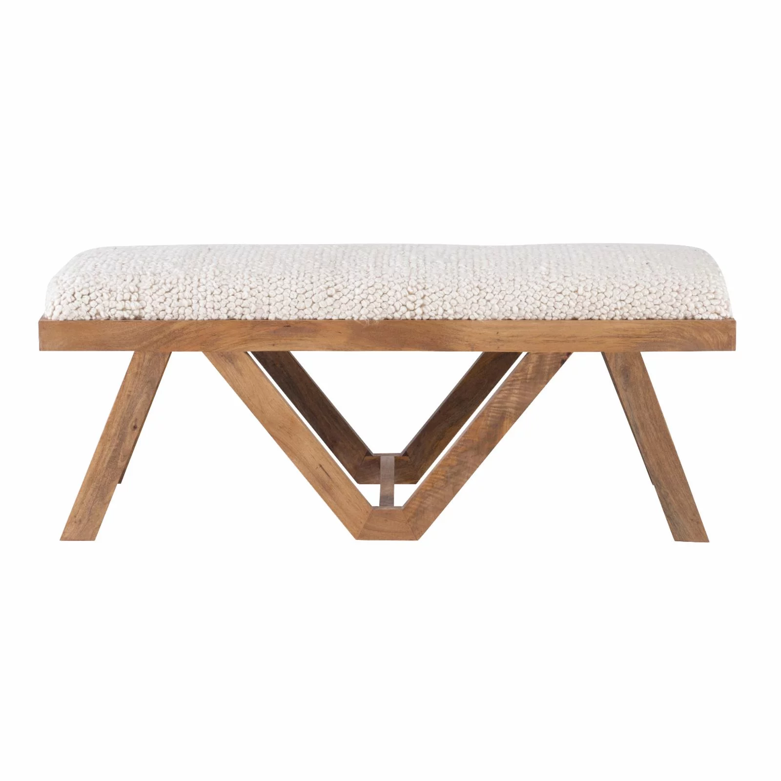 Powell Byan Bench - Brown with Off-White Handwoven Fabric