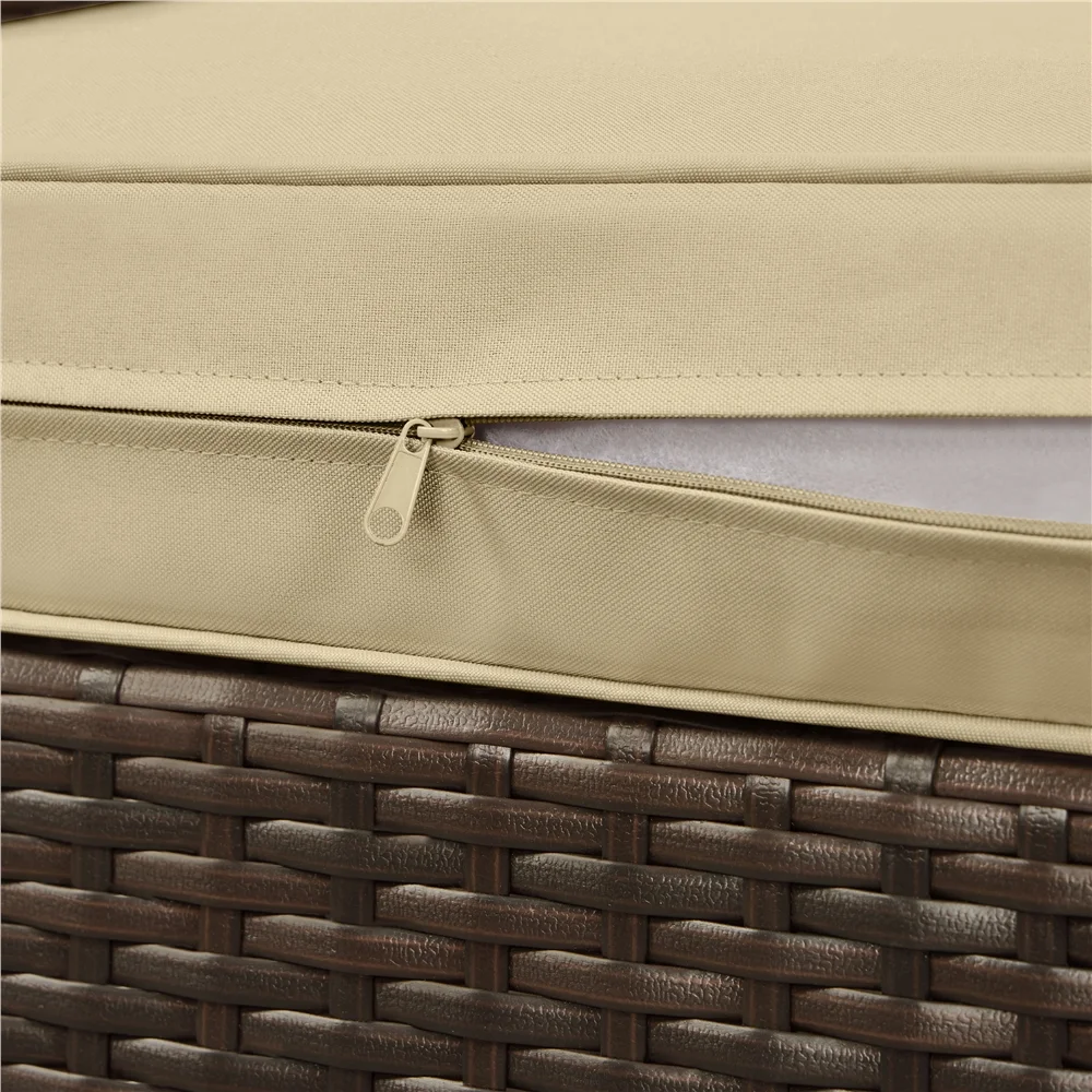 Topeakmart 5-Pieces Outdoor Rattan Wicker Conversation Patio Furniture Set Coffee Table, Brown