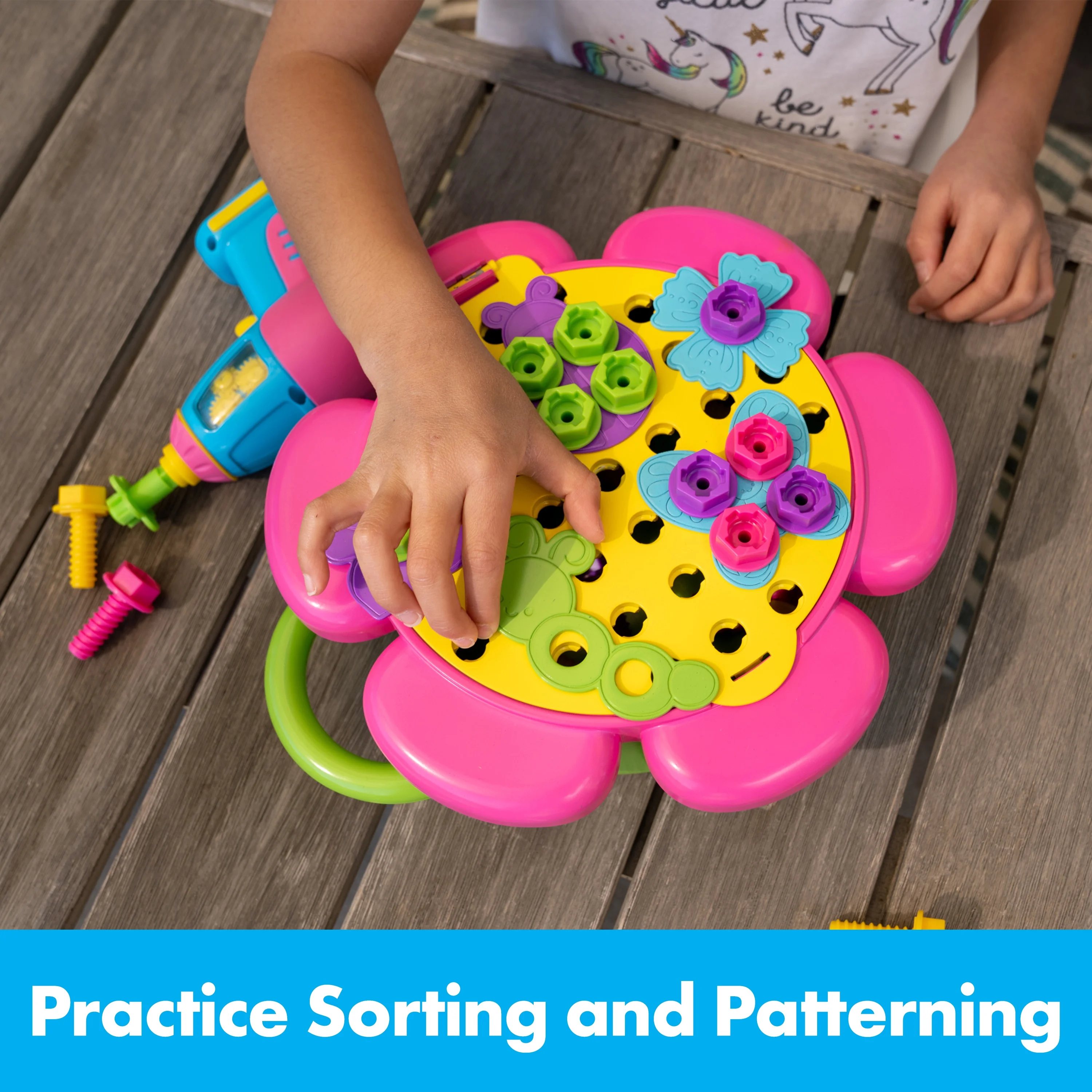 Educational Insights Design & Drill Flower Power Studio, Drill Toy, 50 Piece Set, Ages 3+