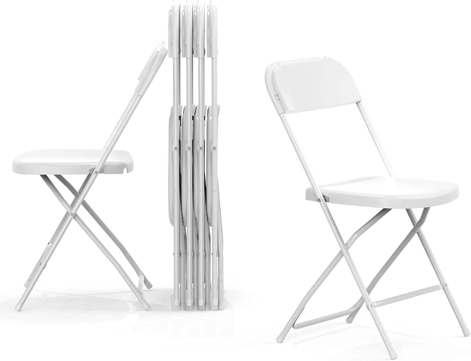Foldable Folding Chairs Plastic Outdoor/Indoor 650LB Weight Limit (White, 6 Pack)