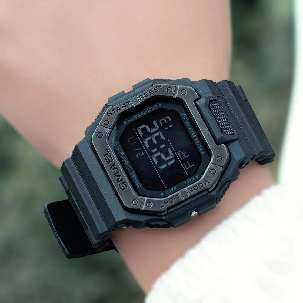 Relogio Men Multifunctional Digital Sport Watch Count Down Male Army Military Clock LED WristWatches Fashion Male Relógios black