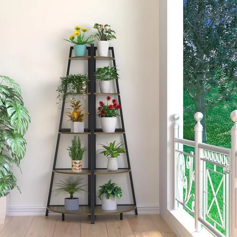 xrboomlife Corner   White Corner Bookshelf  5 Tier  Ladder Bookcase  70" Tall Plant Stand  Modern Open Book Shelves in Living Room  Bedroom  Home Office  Kitchen  Balcony