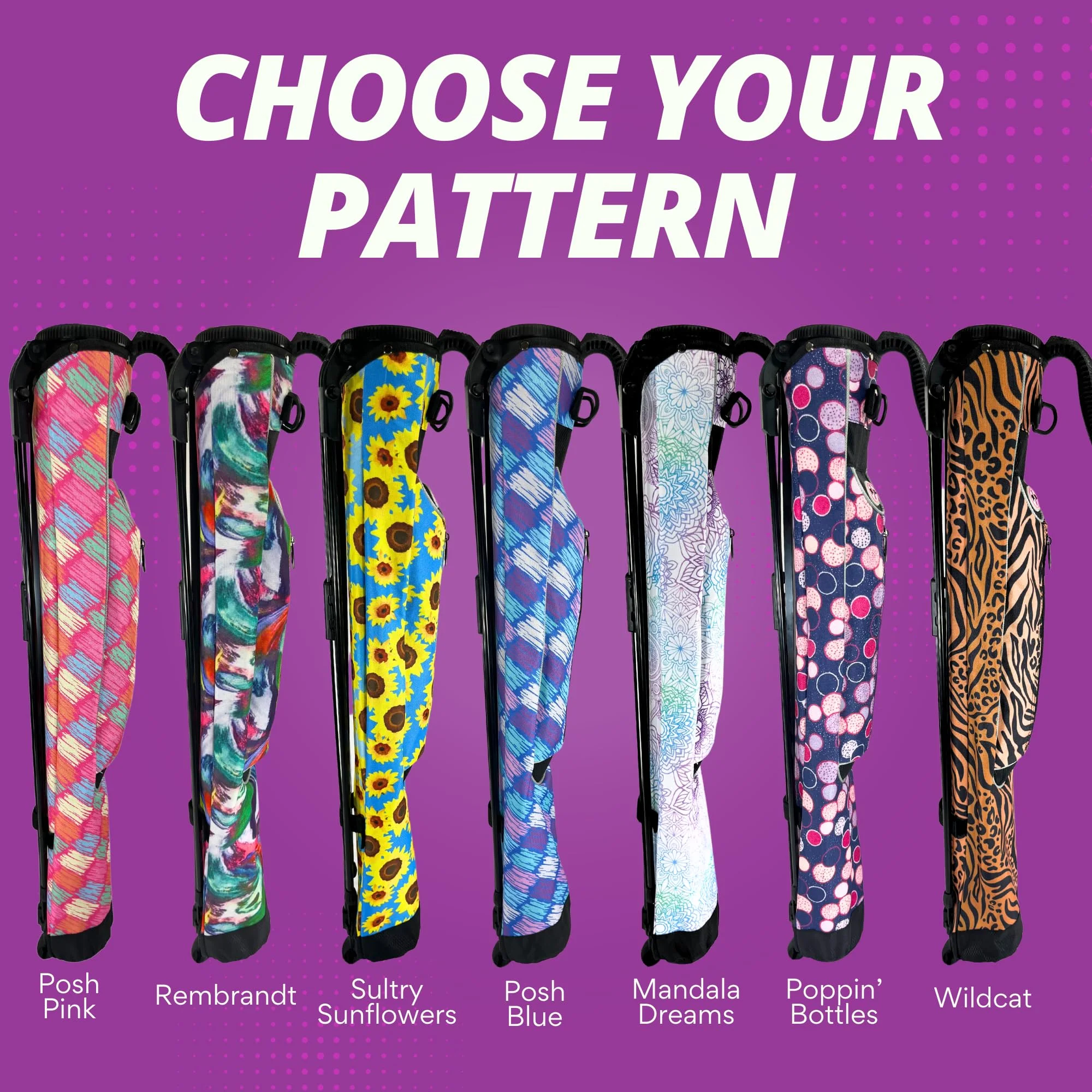 Women's Ultralight Sunday Bag | Taboo Fashions Stand Bag | Range Bag, Par 3, Executive Course | Self Flexing Stand, Adjustable Strap (Mandala Dreams)