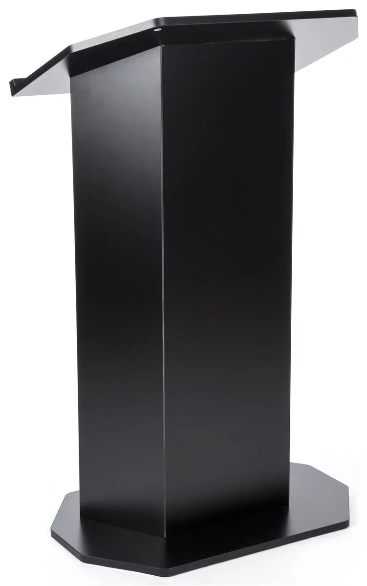 Displays2go Floor Podium with Reading Surface – Black (OLILCTOPBBK)