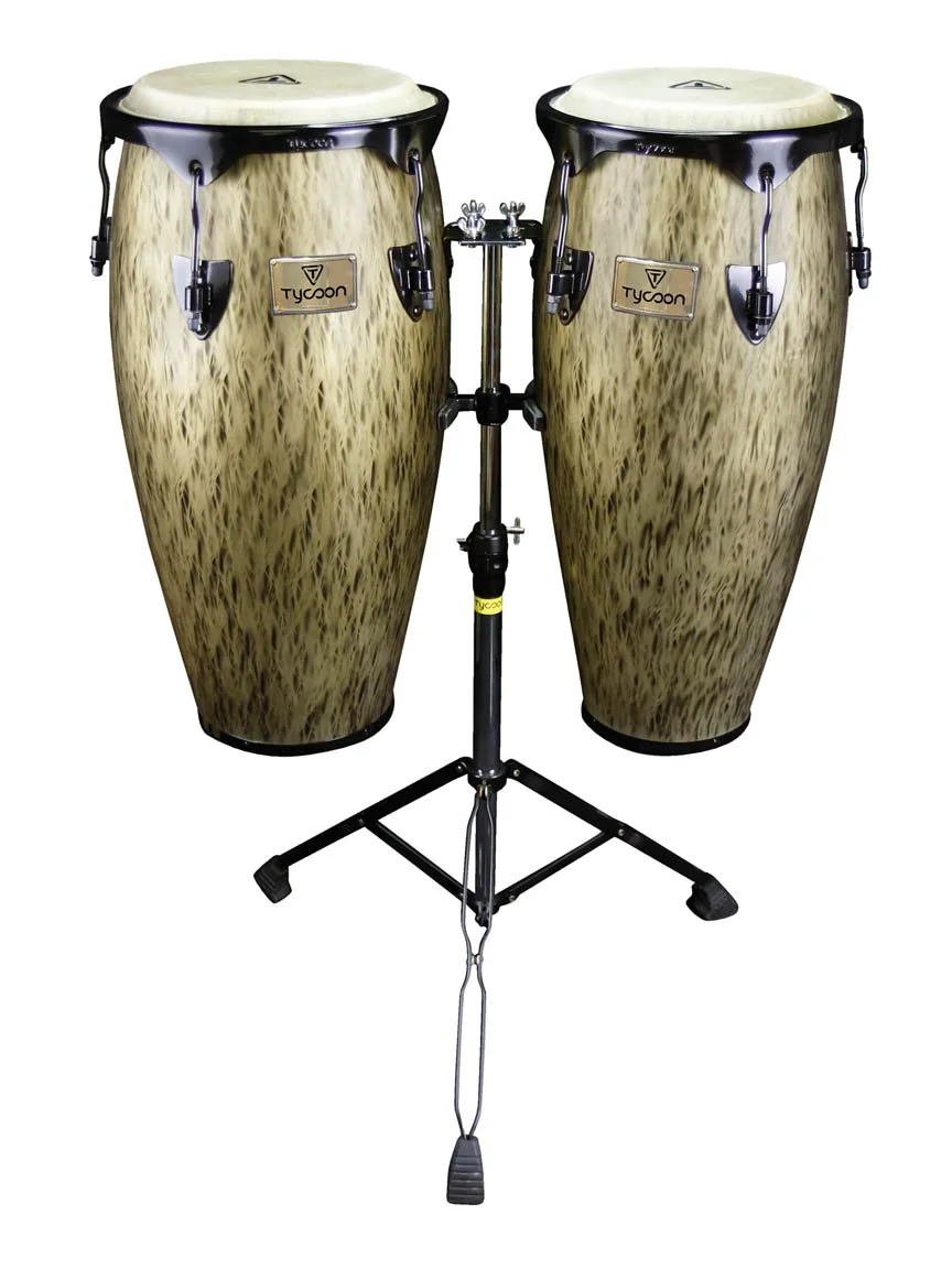 Tycoon 10 & 11 Kinetic Gold Congas Double Stand Black Powder - STCS-B KG/D