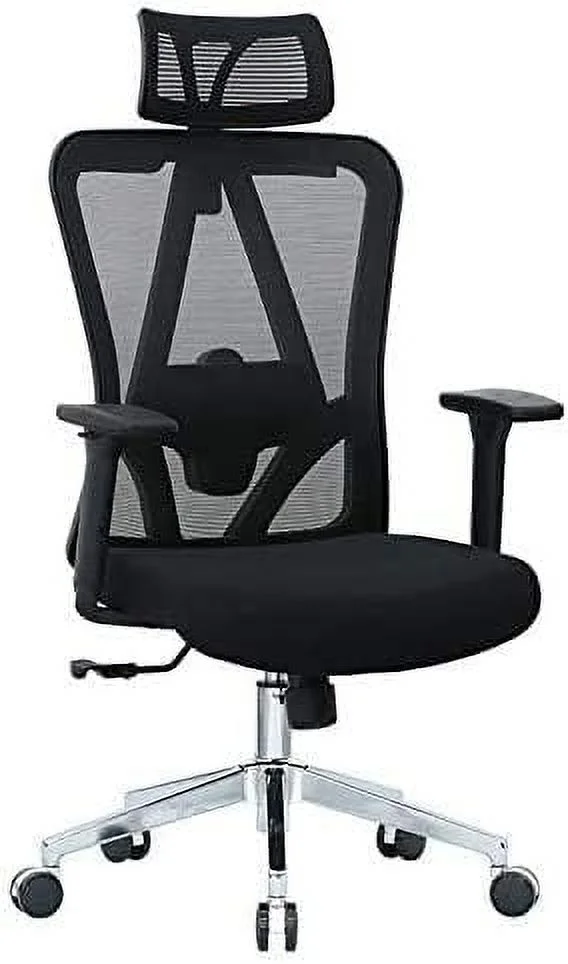 TJUNBOLIFE Ergonomic Office Chair with Lumbar Support  Executive Mesh Desk Chair Computer Chair with Swivel  Headrest  and Armrests  Height Adjustable Comfortable Task Chair with Rolling