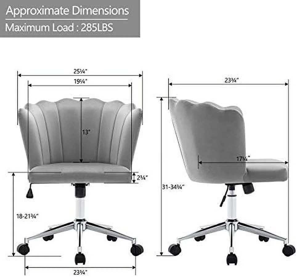 GVJMTKP Duhome  Office Chair Velvet Fabric Pink Desk Chair Adjustable Swivel Accent Chair with Metal Base