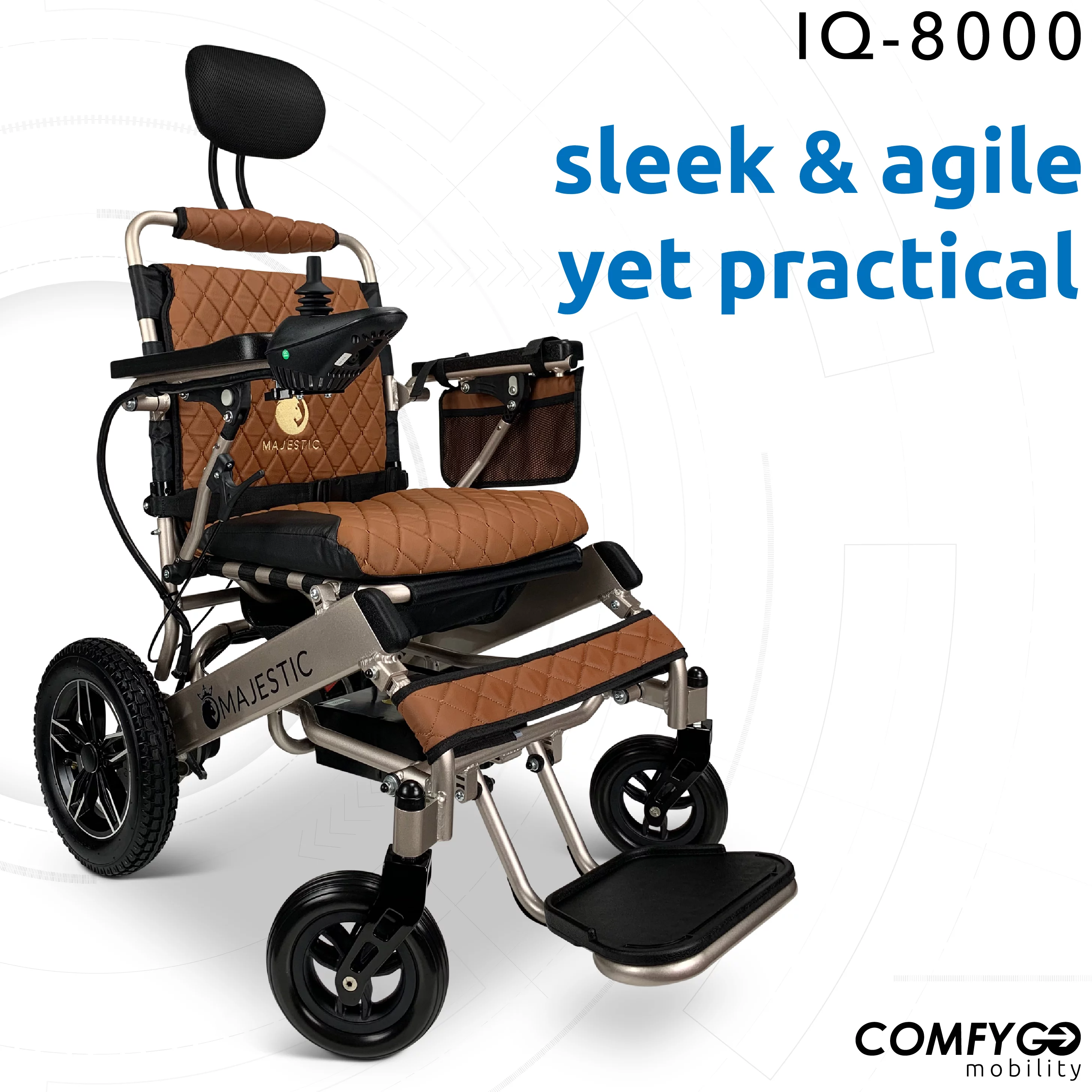 Majestic IQ-8000 Electric Wheelchairs for Adults - Foldable Lightweight Power Motorized Wheel Chair, 17.5″ Wide Seat, 12AH Li-Ion Battery, 10+ Miles Range