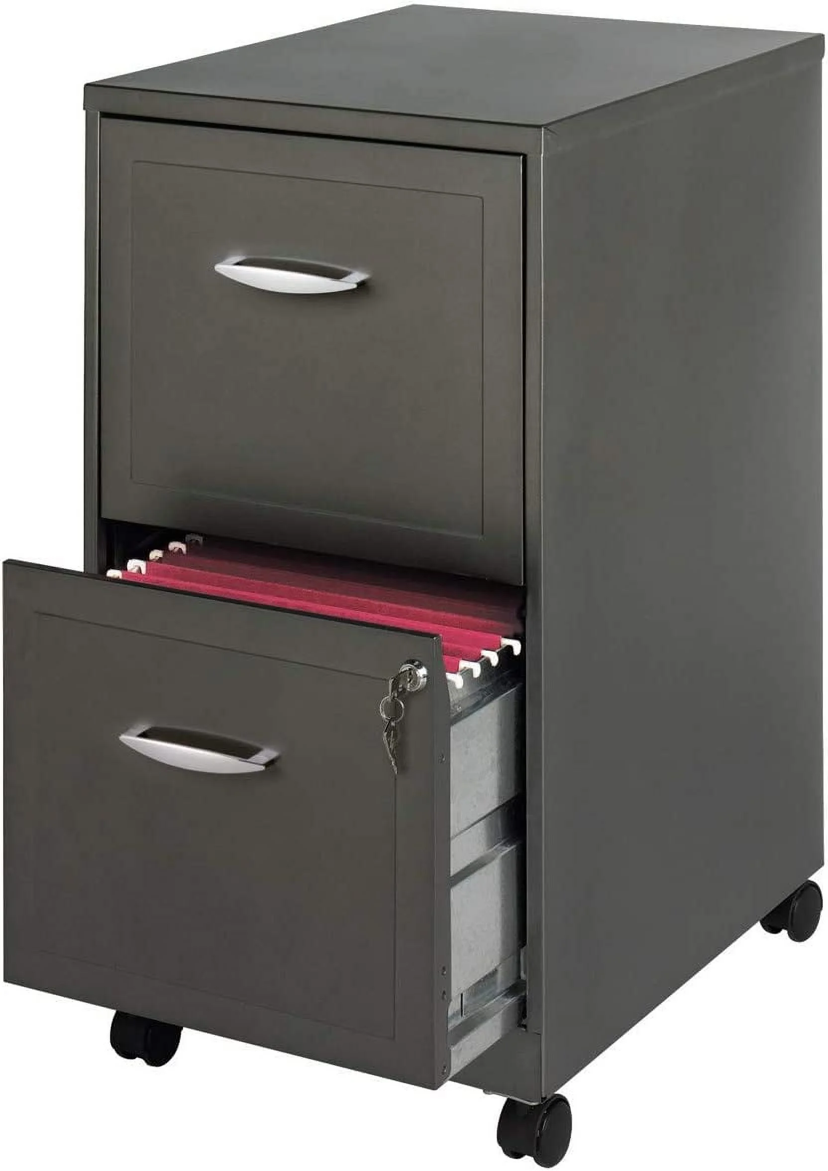 TJCGDTY 18" 2 Drawer Mobile Smart SOHO Vertical File Cabinet  Metallic Charcoal