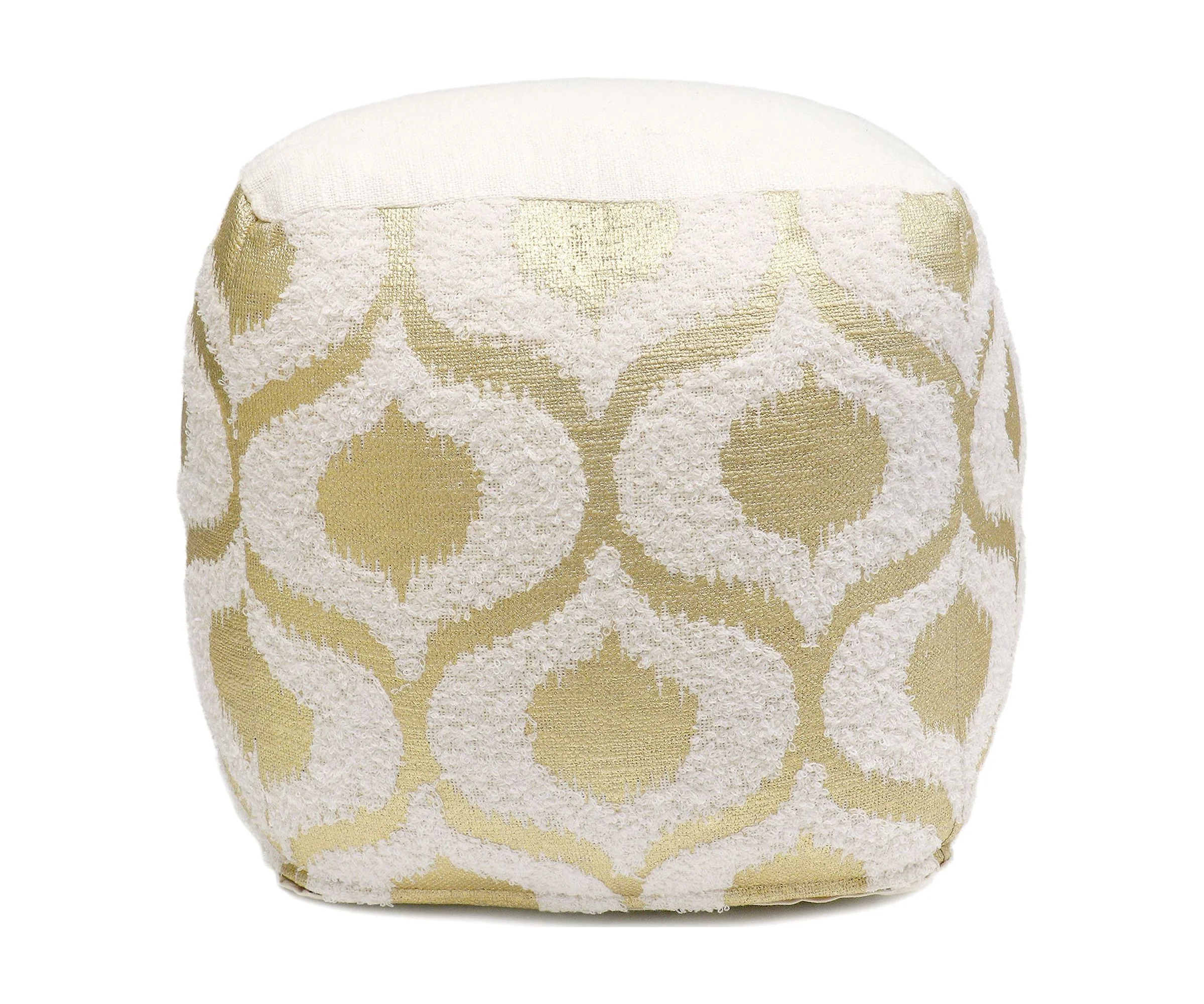 Pasargad Home Grand Canyon Cotton Pouf - Gold Foiled - 17.75 x 17.75 x 17.75 in.
