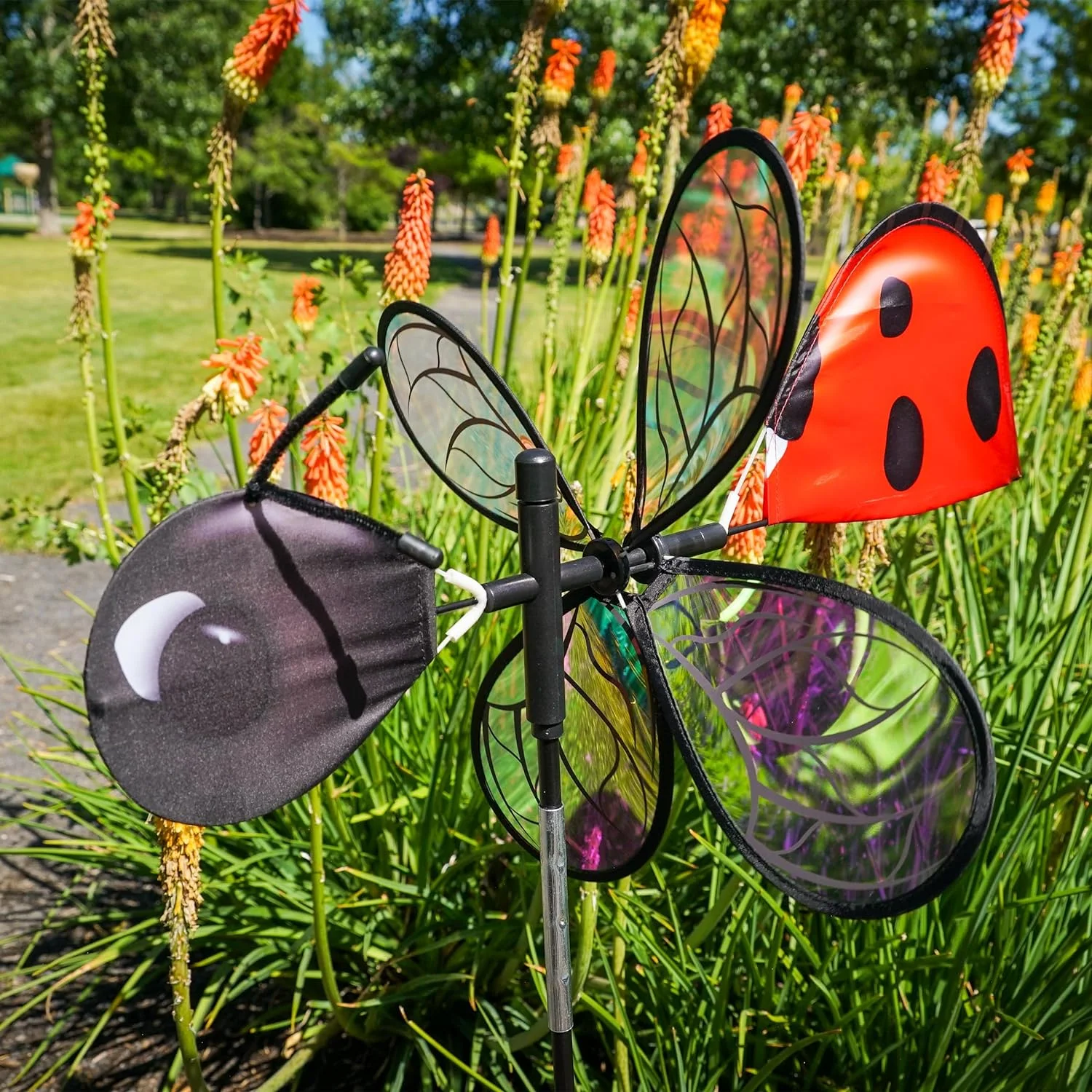 In the Breeze 2618 — Pivoting Ladybug Spinner — Colorful, Fun Wind Spinner and Wind Direction Indicator
