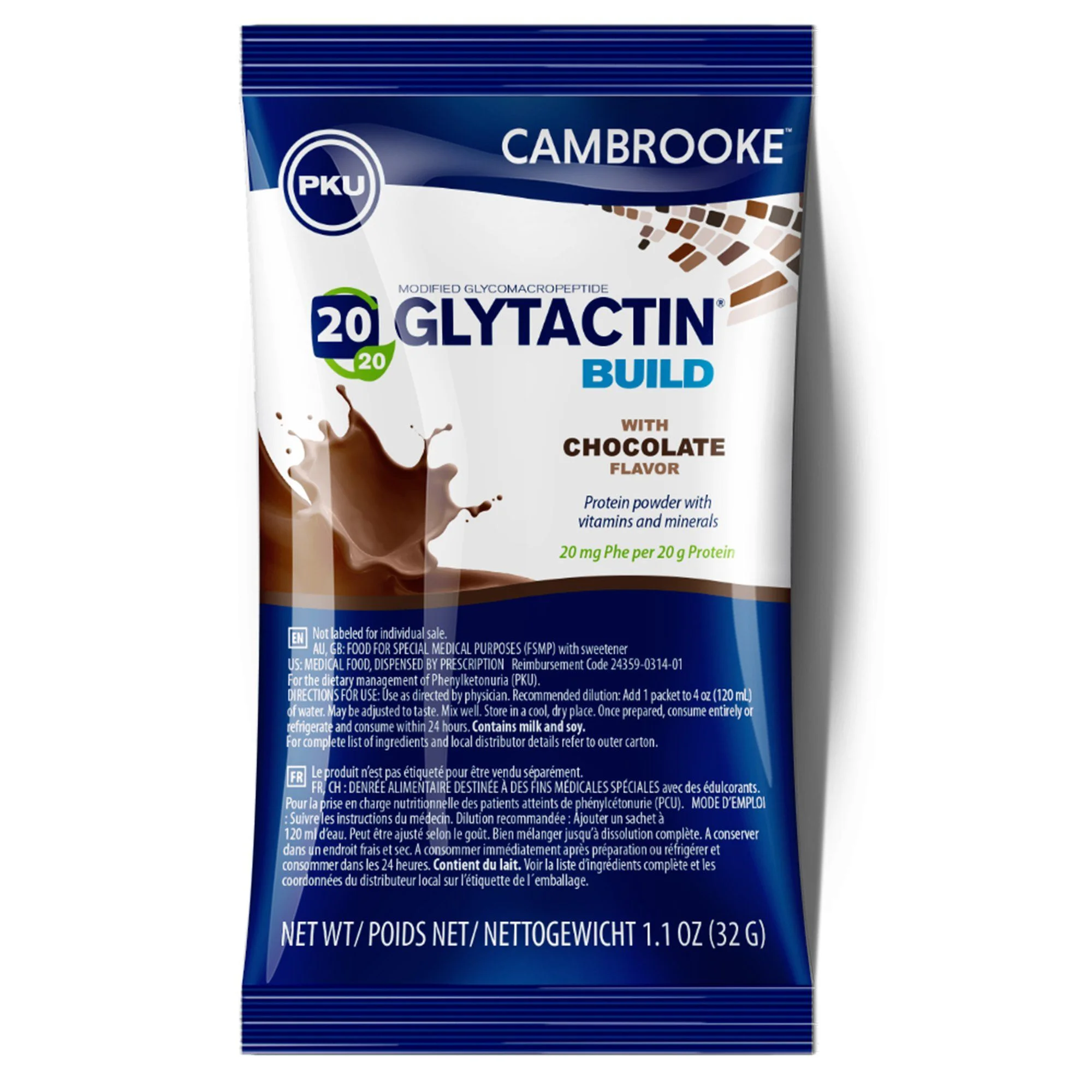 Glytactin Build 20/20 Glycomacropeptide (GMP) Medical Food for the Dietary Management of PKU, Chocolate Flavor (EA/1)