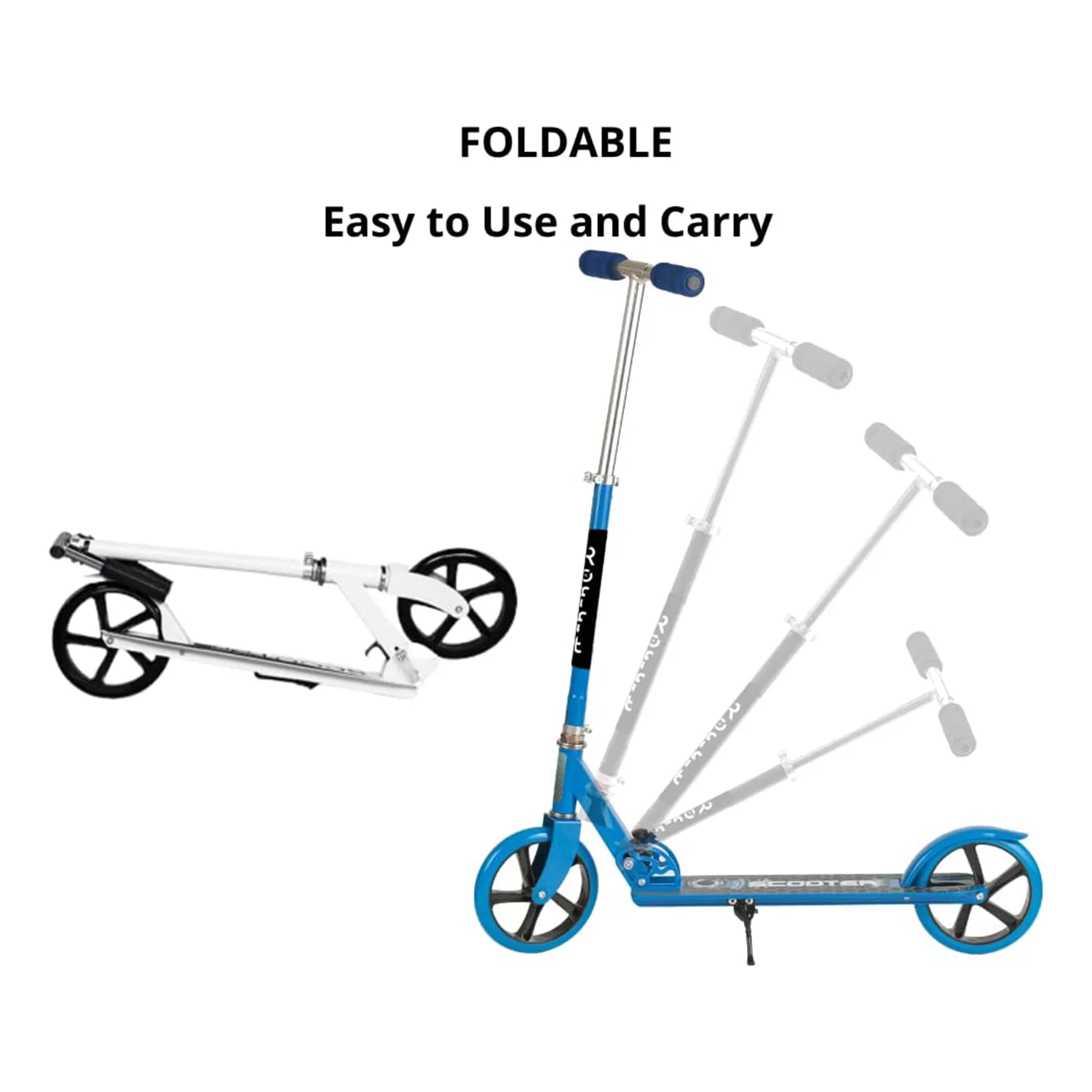 ROFFT Youth/Adult Kick Scooter, Foldable, 2 Wheeled, Adjustable Height