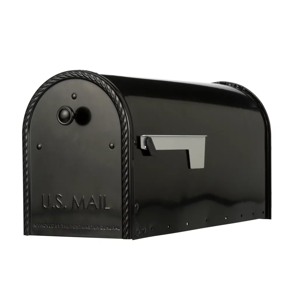 Architectural Mailboxes Edwards Large, Steel, Post Mount Mailbox, Black, Model #EM160BAM