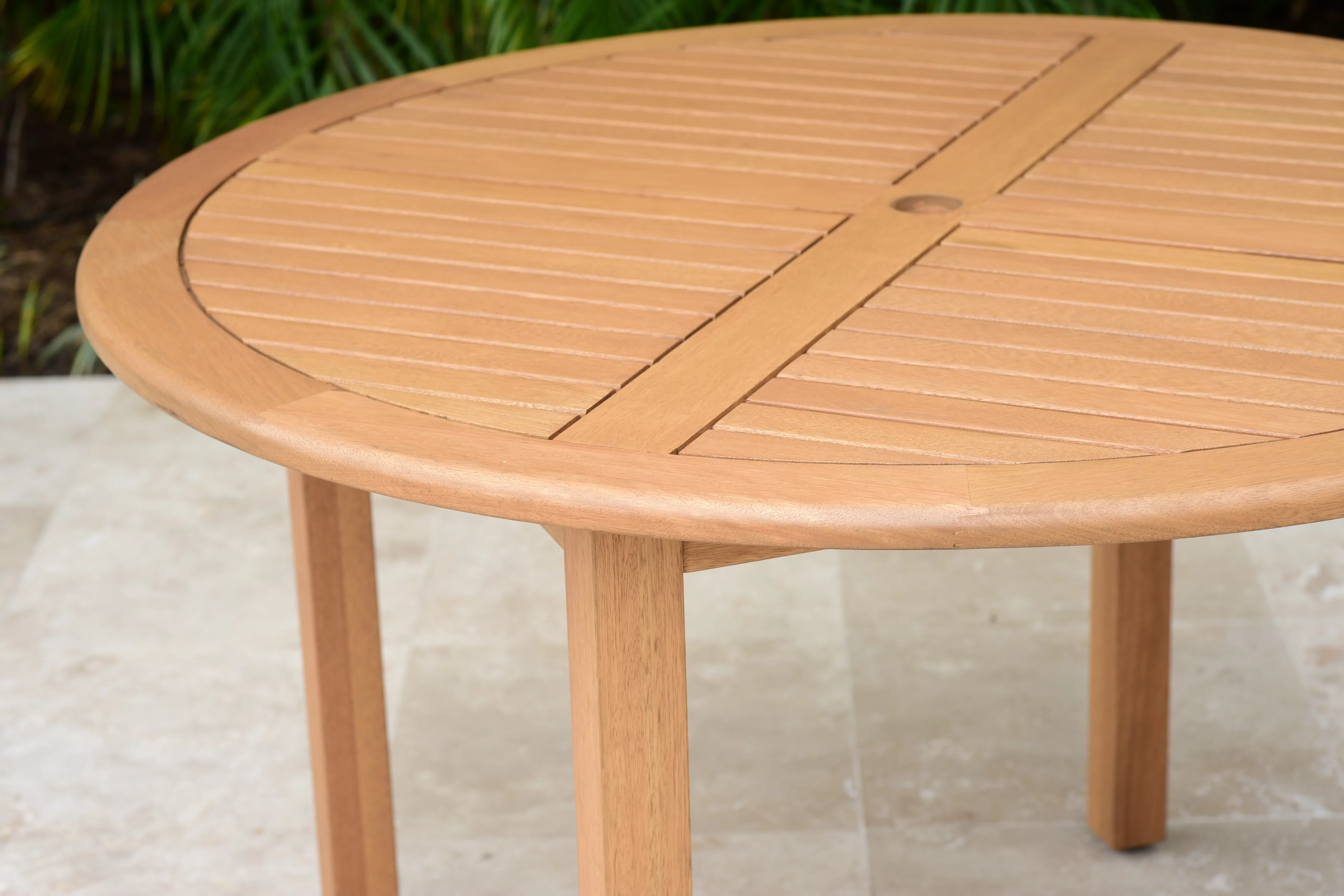 Amazonia Blois Teak Finish 5 Pieces Round Patio Dining Set