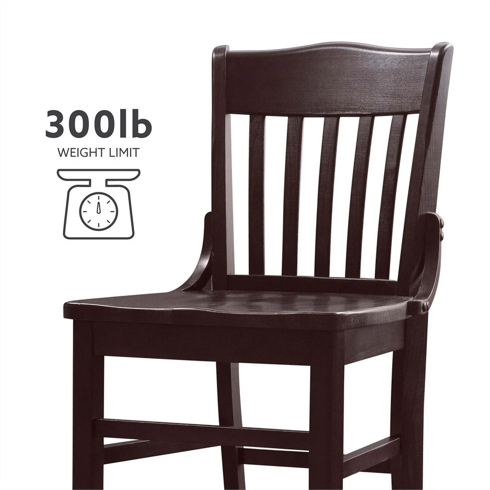 Linon Jasper Wood Commercial Grade Set of Two Barstools in Brown