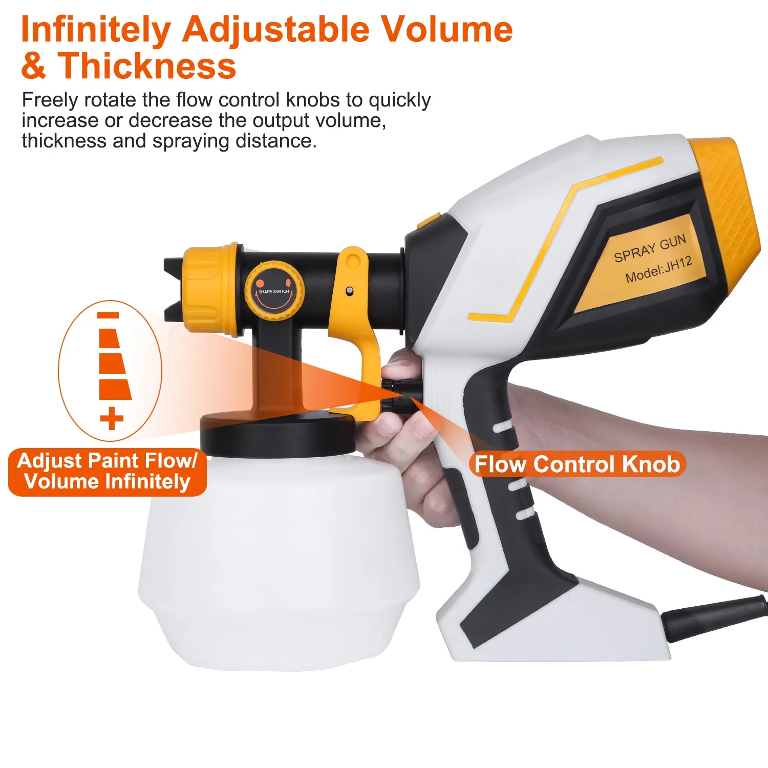 iMounTEK Electric Paint Sprayer, 1200ml Electric HVLP Spray Painting Gun Handheld, Detachable Container 2 spraying patterns