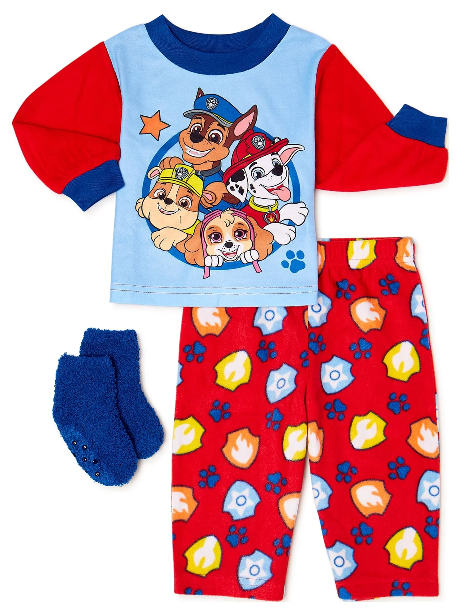 Paw Patrol Infant and Toddler Boys' Pajama Set with Gift with Purchase Socks Set, 2-Piece