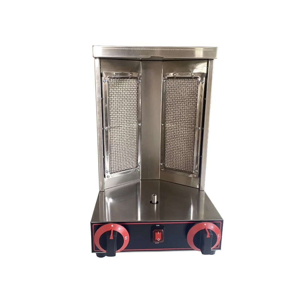 INTBUYING LP Gas Shawarma Grill Machine Spinning Doner Kebab Gyro Griller with 2pcs Burner