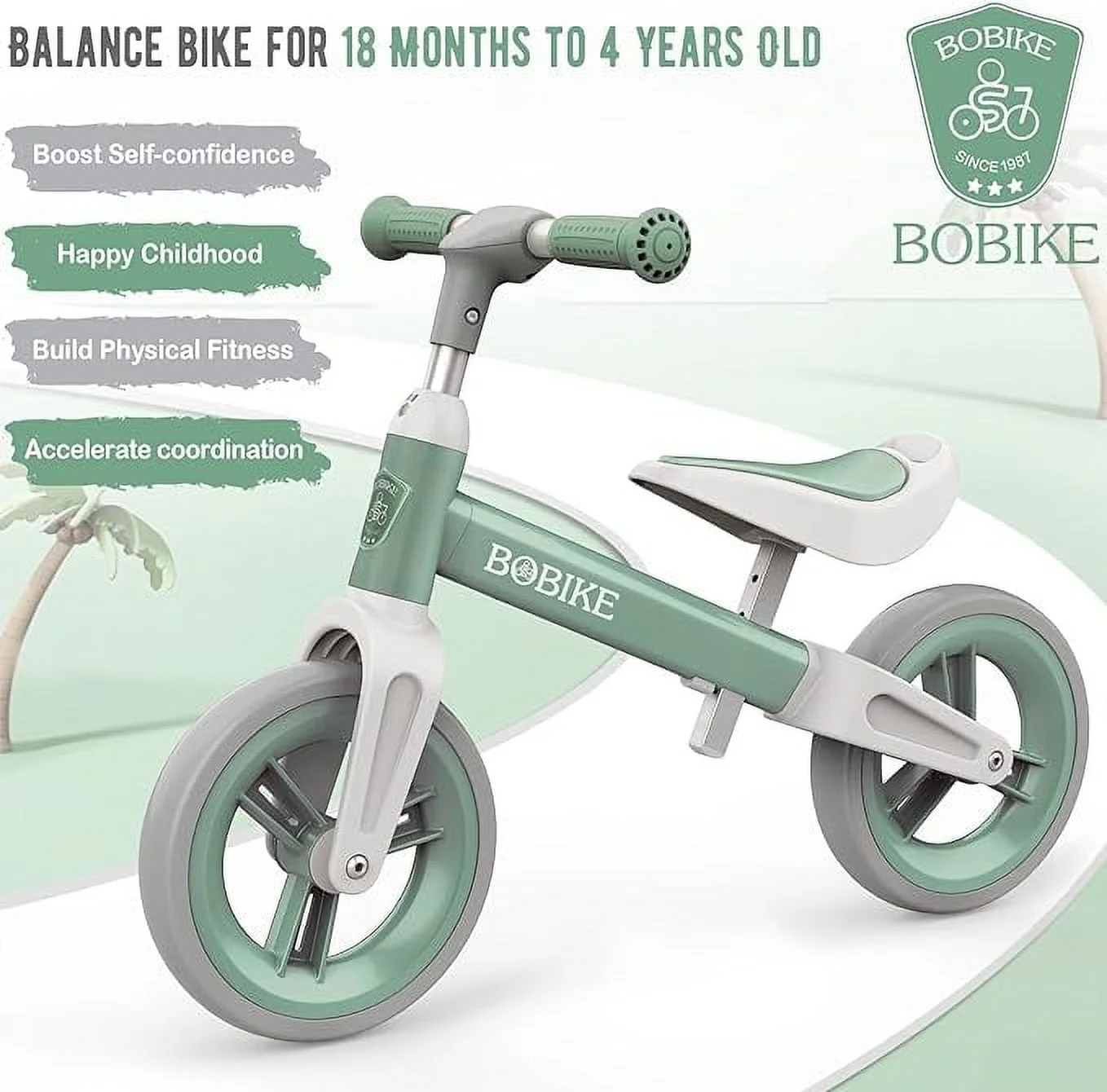 Open Box Bobike Toddler Balance Bike Toys 1 - 4 Year Old Girls Boys Adjustable Seat GREEN