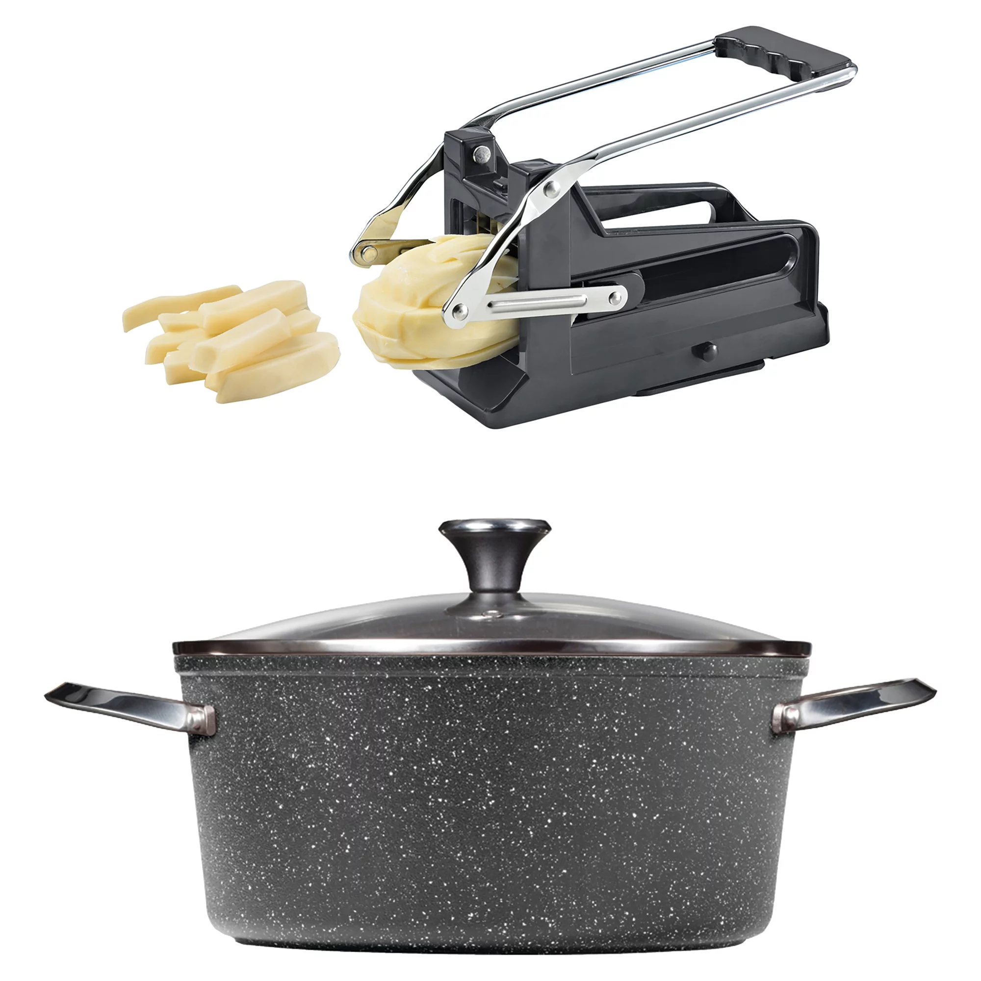 The Rock by Starfrit One Pot 7.2-Quart Stock Pot with Lid & Gourmet Fry Cutter