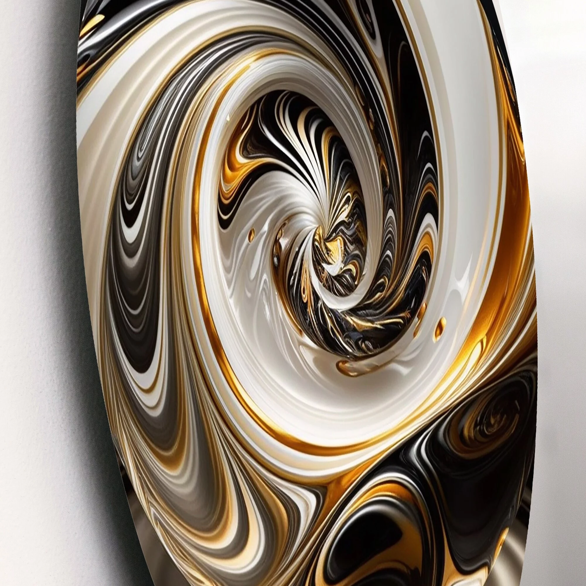 DESIGN ART Designart 'Gold And Black Stained Glass Spiral II' Modern Metal Round Wall Art 36x36 - Disc of 36 Inch
