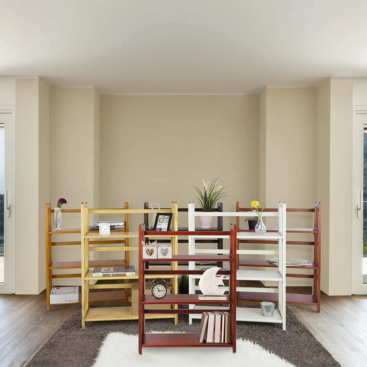 3 Shelf Folding Stackable Bookcase, 27.5