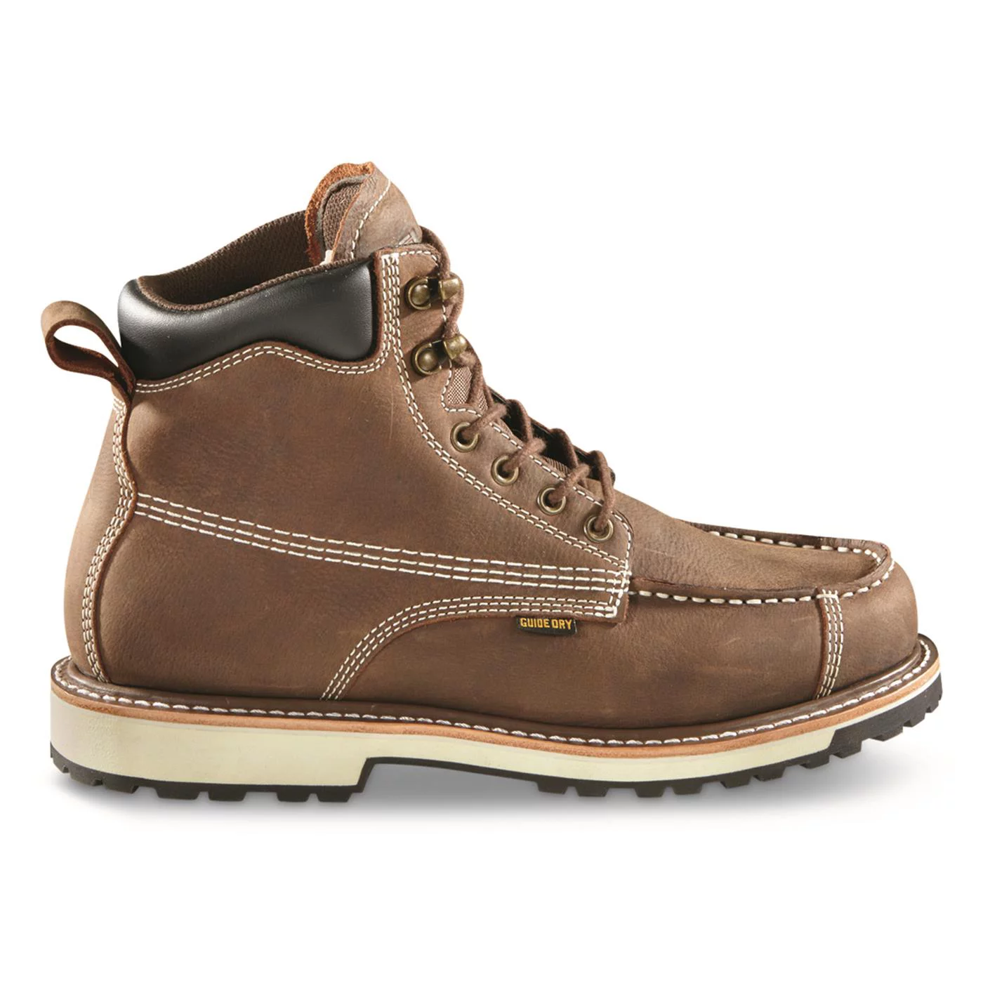 Guide Gear Rugged Timber Mens Chukka Boots Waterproof Leather Work Shoes, Moisture Wicking Insoles, Pull-On Ankle Boot