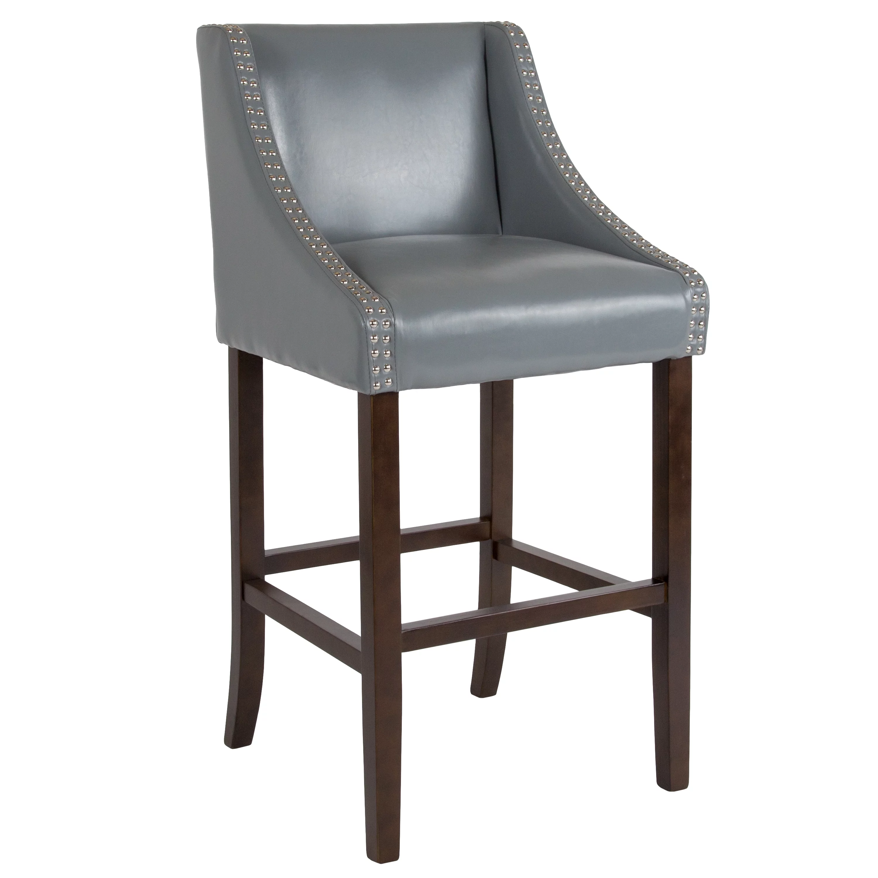 Flash Furniture Carmel Transitional Faux Leather Barstool, Light Gray, Set of 2