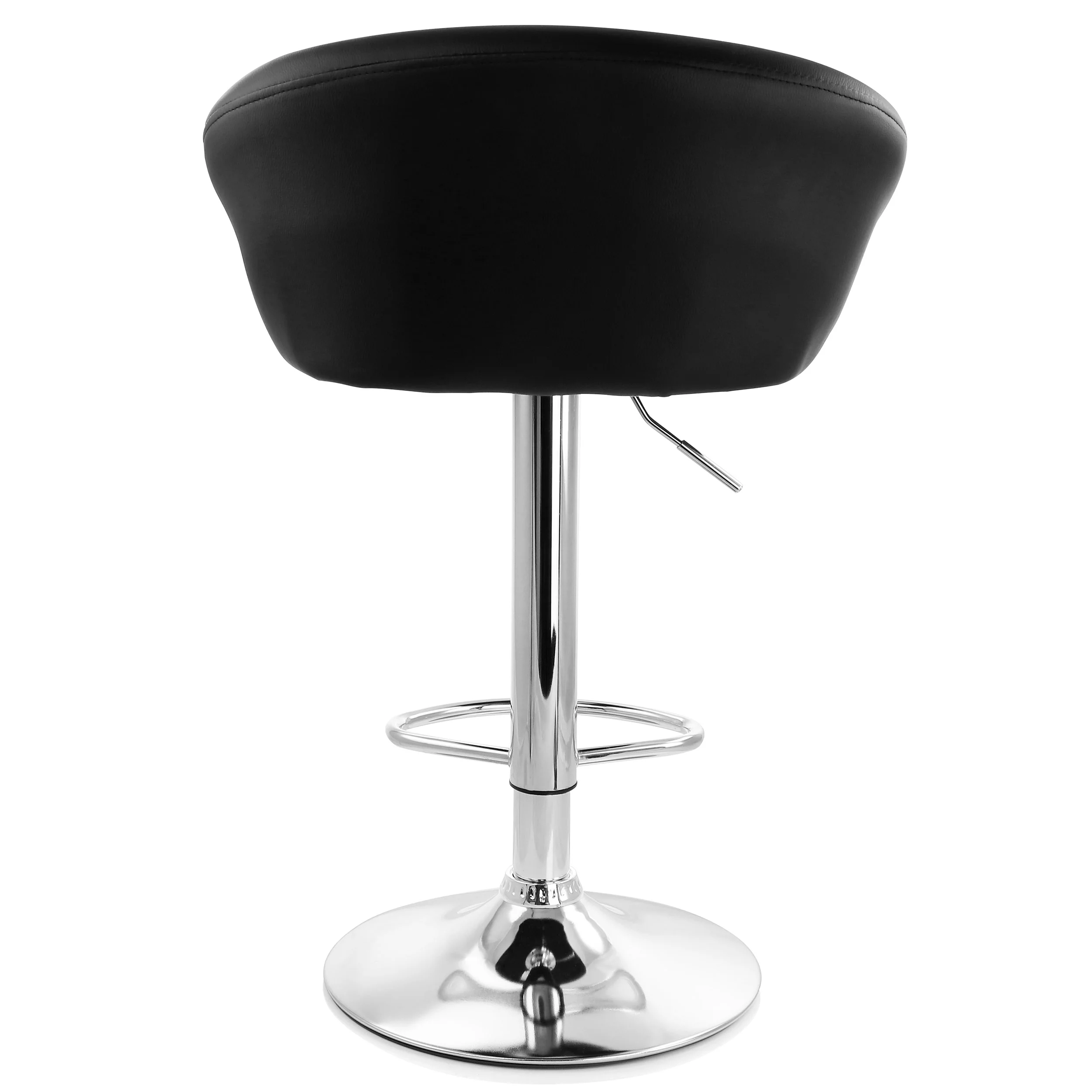 Elama 2 Piece Adjustable Faux Leather Bar Stool in Black with Chrome Base