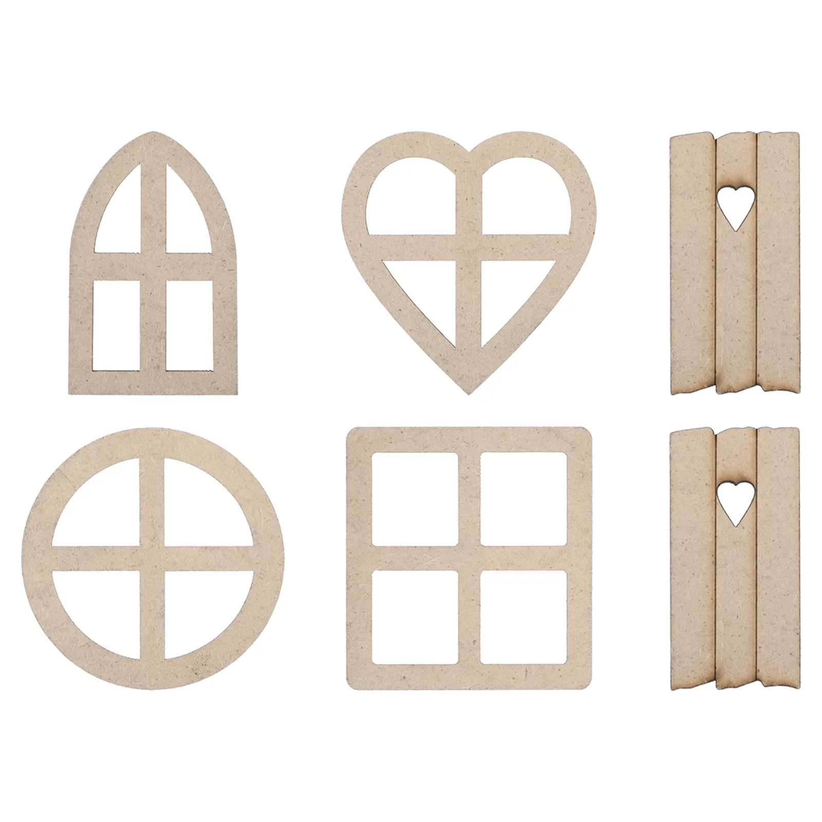 Uxcell 5 Style Miniature Wooden Fairy Garden Doors Window DIY Accessories, Natural Color 1 Set/6Pcs