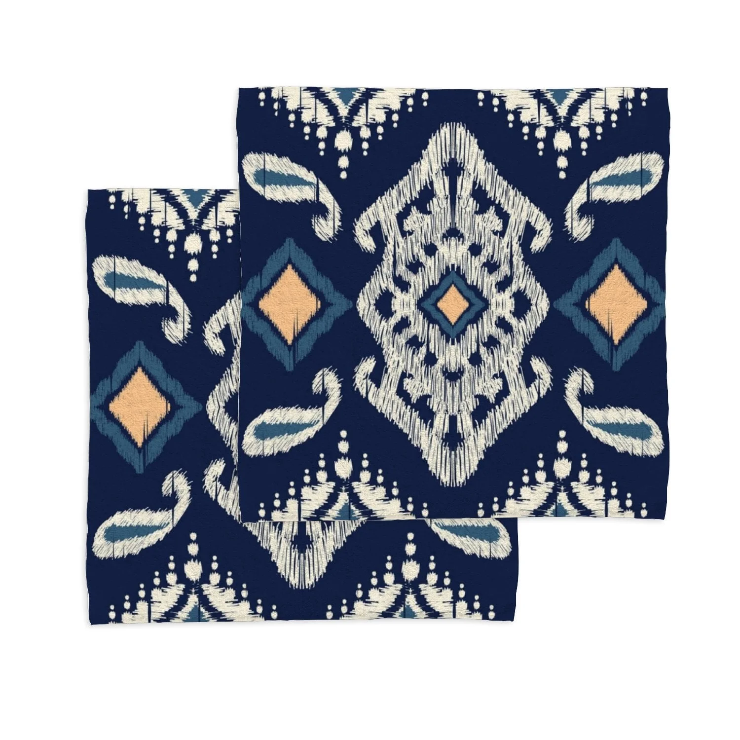 ANYWAY.GO 4 Pack Baby Washcloths - 12 x 12 Inch Super Soft Baby Towels - 100% Cotton Highly Absorbent Wash Cloths for Face and Body,African Ikat Paisley Embroidery