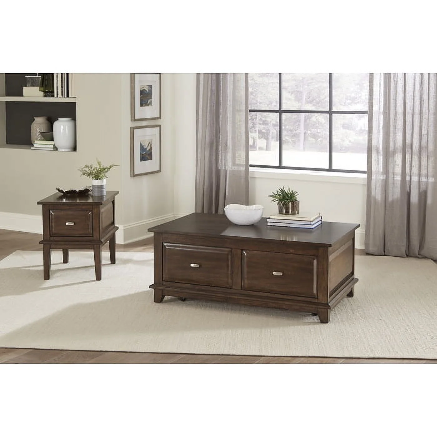 Lexicon Minot Wood 1 Drawer End Table in Cherry