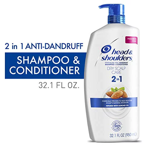 Head and Shoulders Dry Scalp Care Anti-Dandruff 2 in 1 Shampoo & Conditioner, 32.1 fl oz, Pack of 4, (Packaging May Vary)