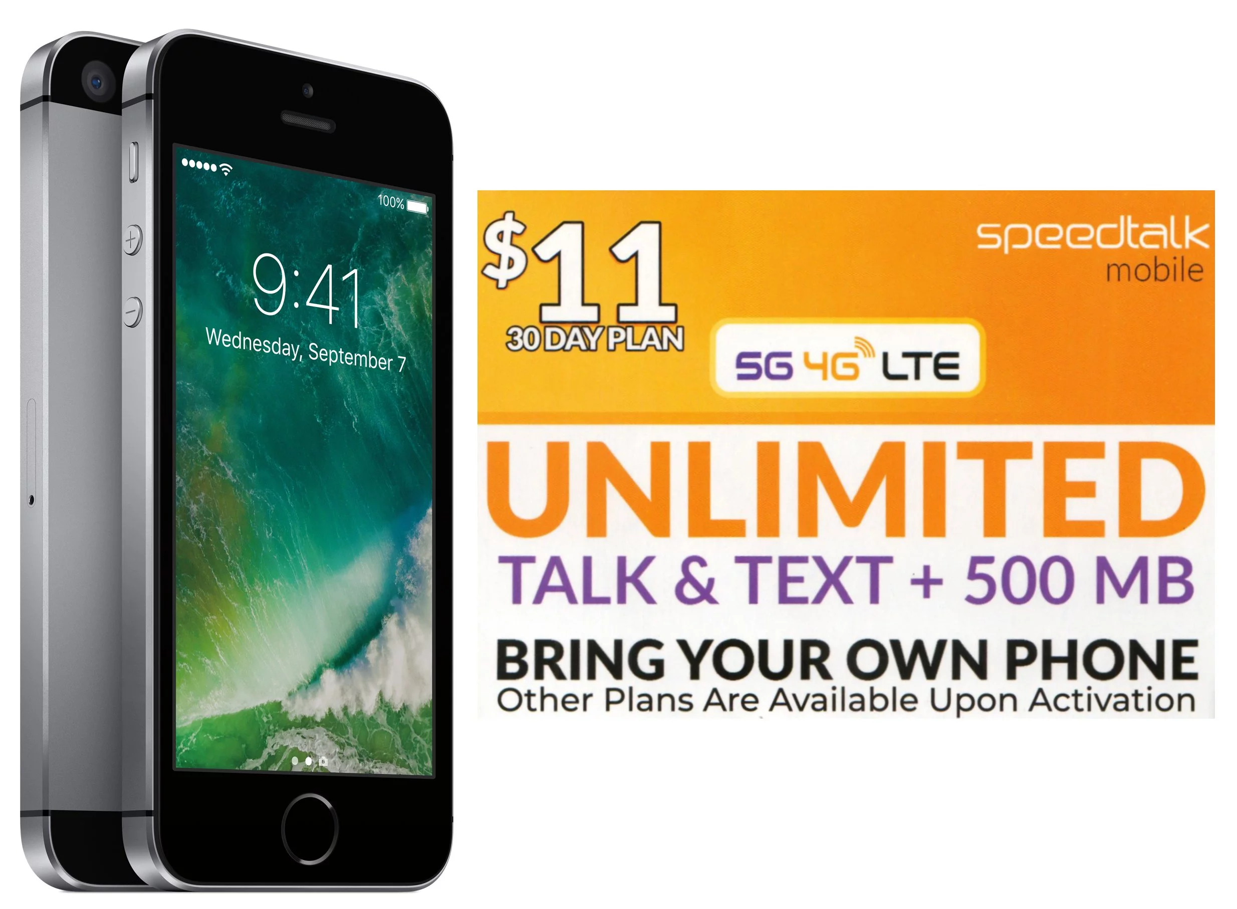 Pre-Owned iPhone SE 16GB Gray Unlocked + Speed Talk Sim Card $18 a month Unlimited No Contract (Refurbished: Good)