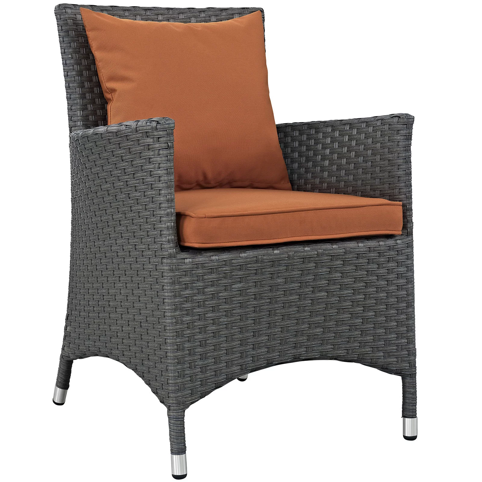 Modern Contemporary Urban Design Outdoor Patio Balcony Dining Chair, Orange, Rattan