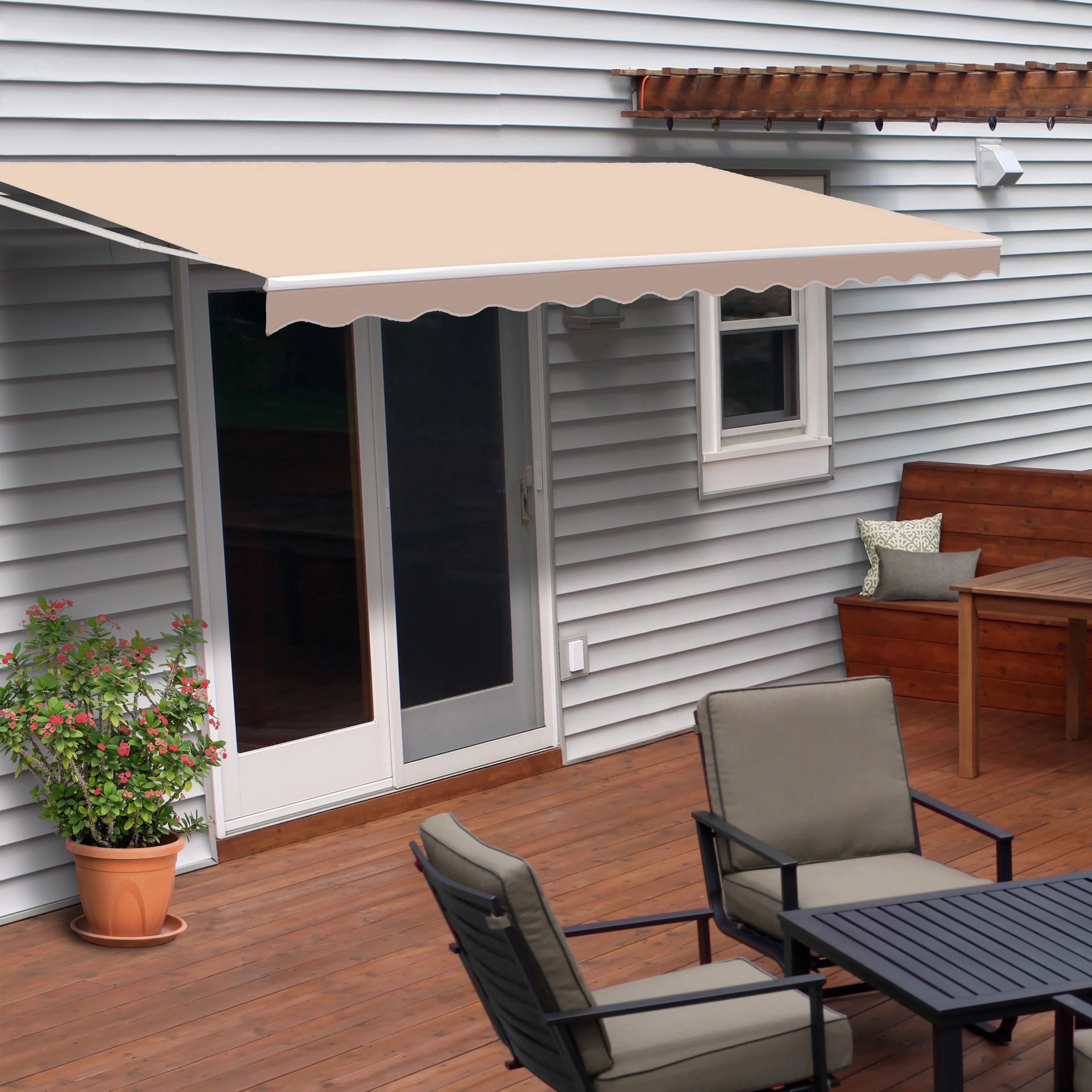 ALEKO 16' x 10' Retractable Patio Awning, Beige Color