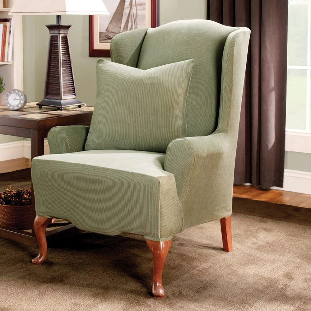 Sure Fit Stretch Stripe Wing Chair Slipcover