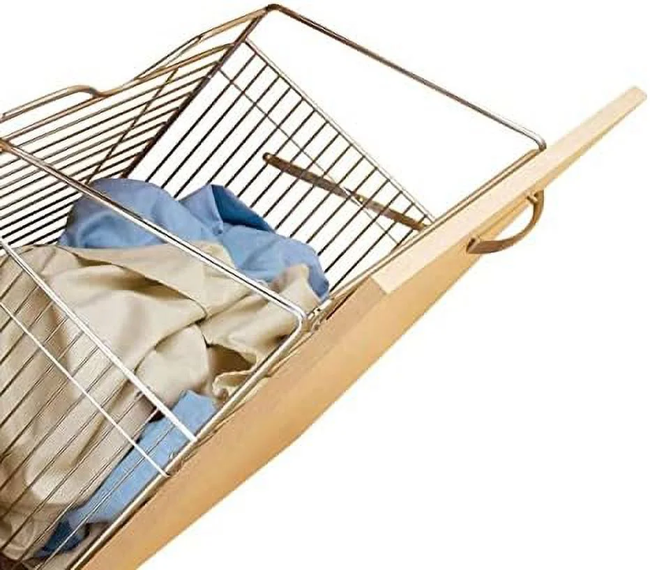 TQNJYGX CTOHB-211319-CR-52 21 Inch Deep Cabinet Floor Tilt Out Steel Wire Clothes Laundry Hamper Basket with Mount Hook  Chrome