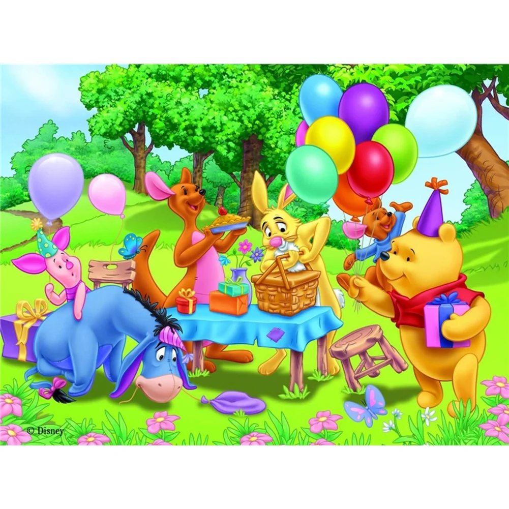 Winnie-the-Pooh DIY 5D Diamond Painting Drawing Pictures by Number Kits, Cross Stitch Crystal Rhinestone Embroidery Paintings Pictures Arts Craft for Home Wall Decor Size 12 * 16 Inch.