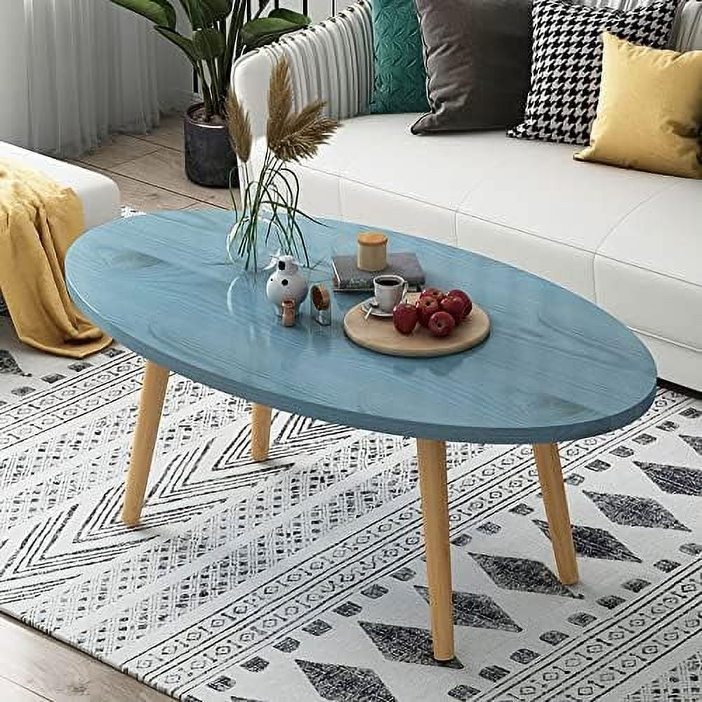 CGFHYP End Table  Sofa Table Oval Coffee Table Modern Coffee Tablesimple Industrial Modern Center Table Blue 2