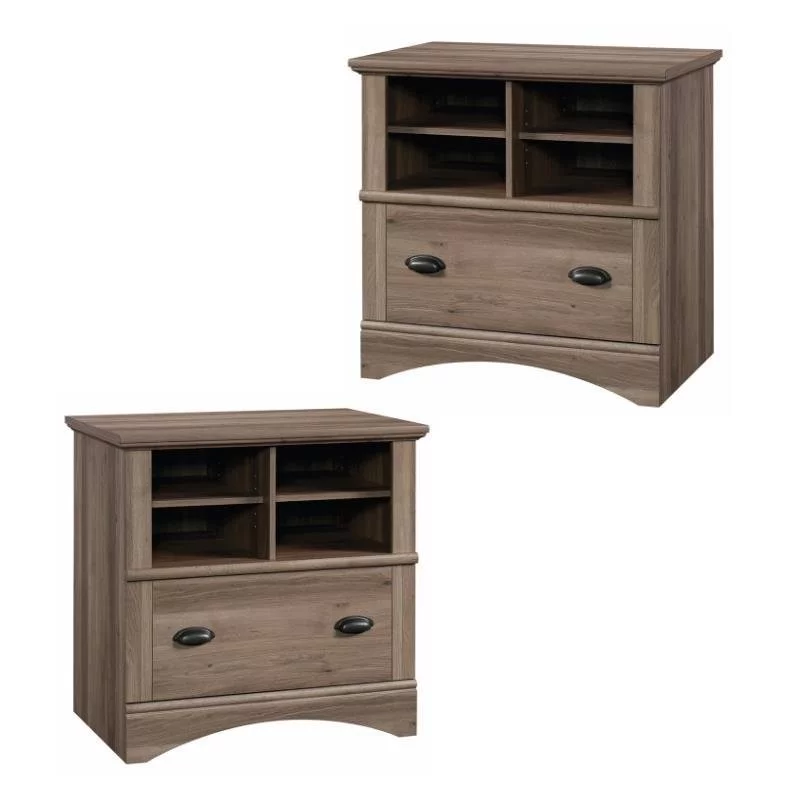 (Set of 2) 1 Drawer Lateral File Cabinet in Salt Oak