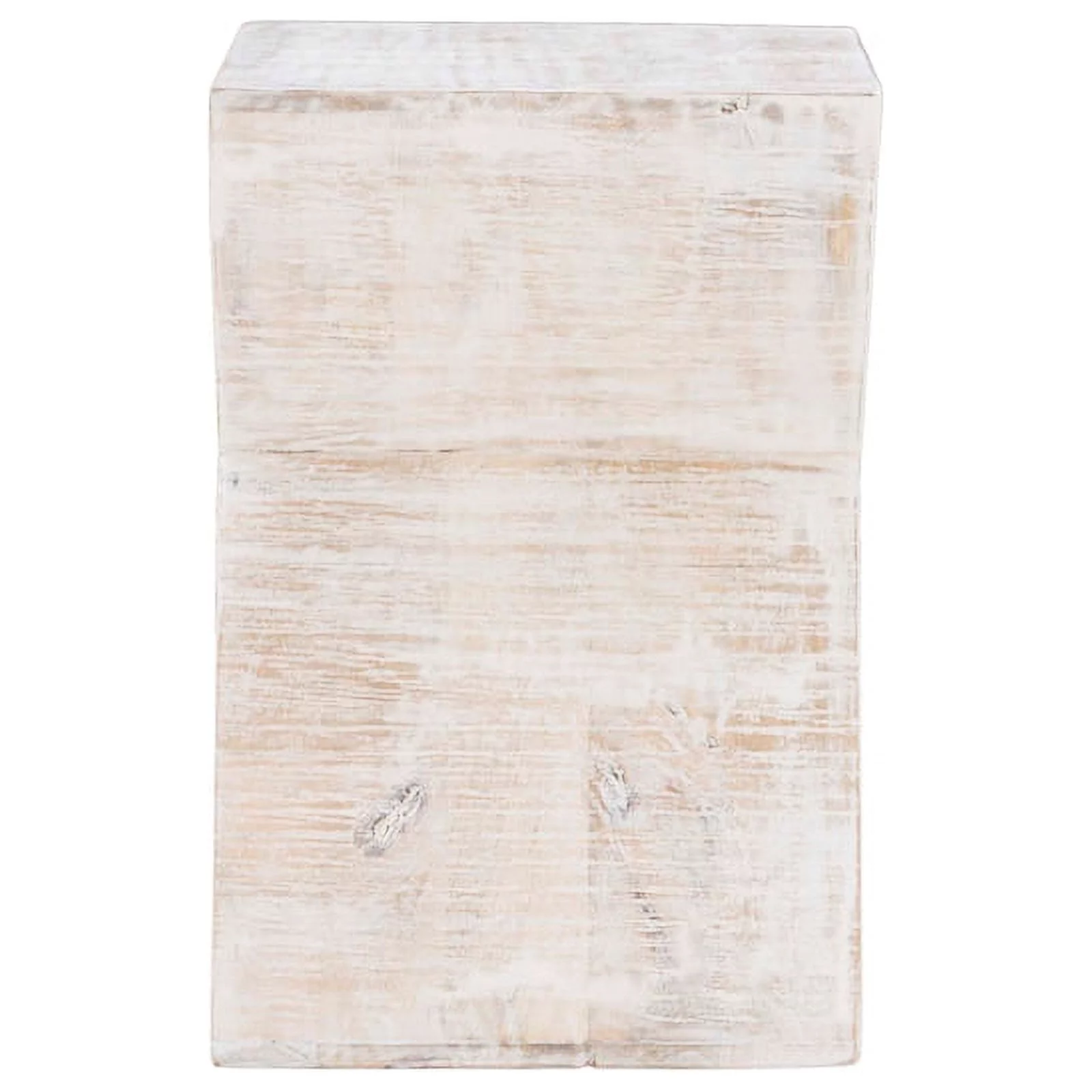 Pemberly Row Transitional Mango Wood Triangle Side Table in Whitewash