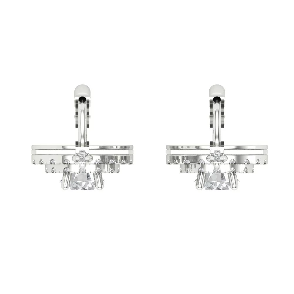 White Gold Halo Stud Earrings - 2.04 Ct Brilliant Round Cut Drop Dangle Simulated Diamond 14K, Earrings Lever Back