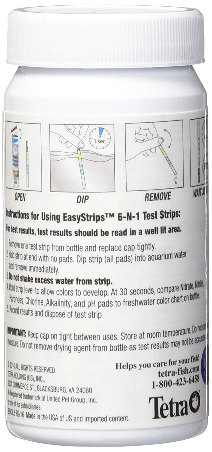 Tetra EasyStrips 6-in-1 Aquarium Test Strips, Water Testing