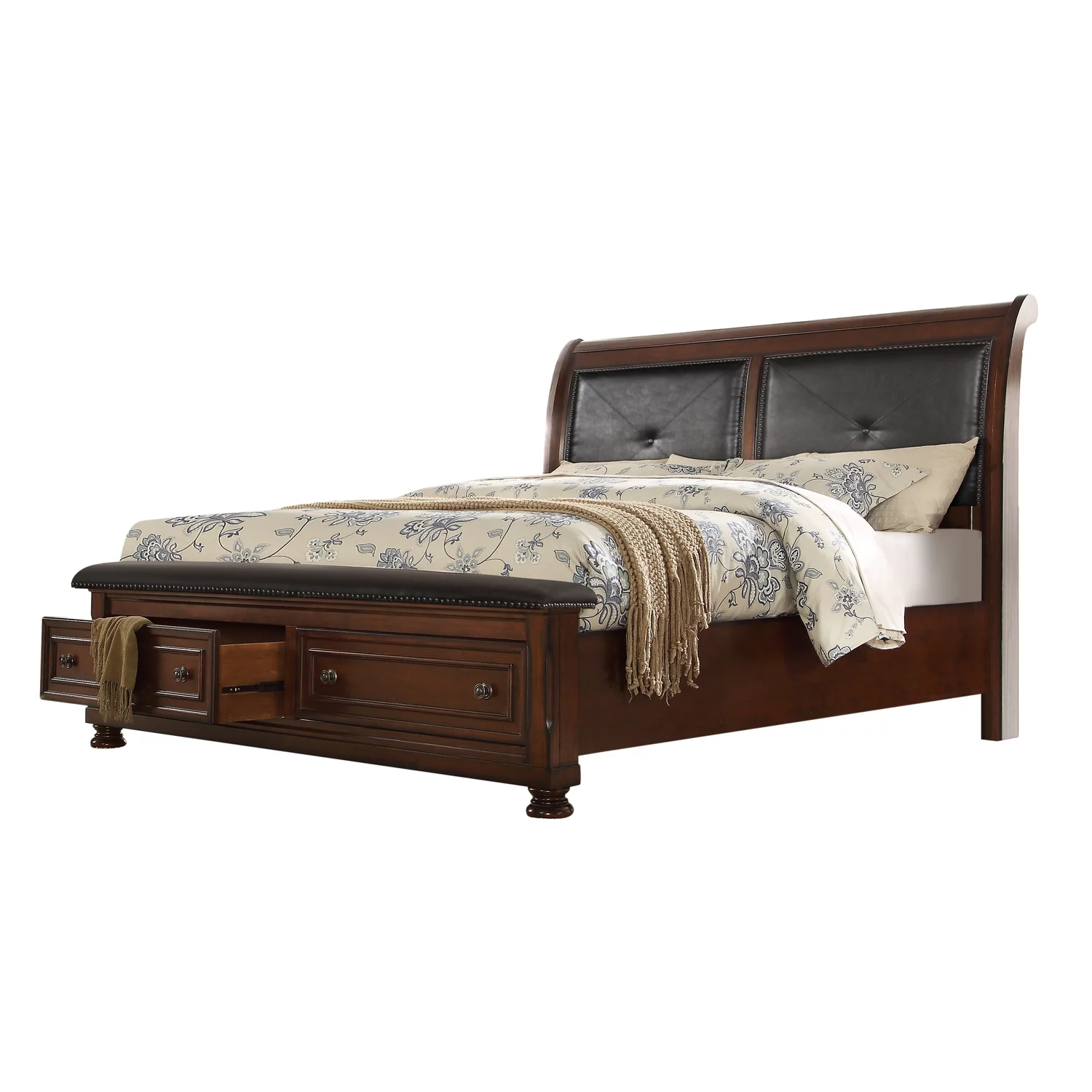 Galaxy Home Furnishings Austin Queen 4 Pc Storage Bedroom Set made with Wood in Dark Walnut