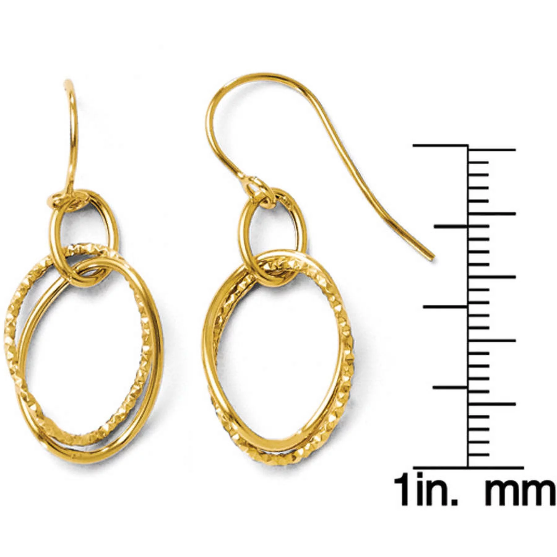 Primal Gold 14 Karat Yellow Gold Polished and Textured Shepherd Hook Earrings