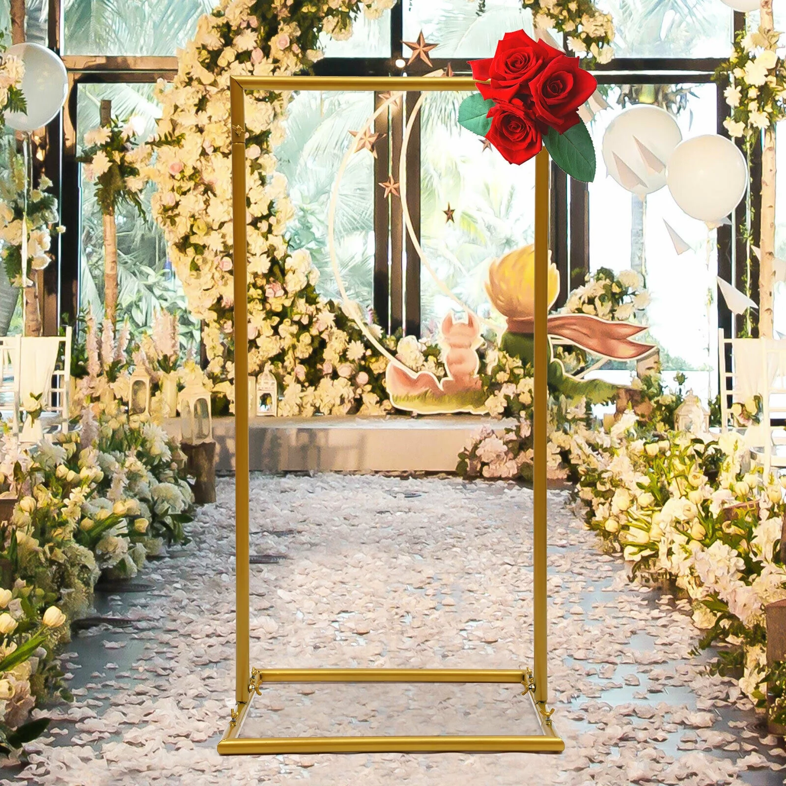 Wedding Arch, 1M Metal Square Stand Garden Party Flower Balloon Display Rack Events Backdrop Decoration