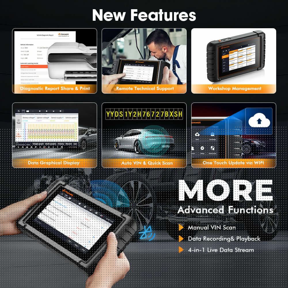 FOXWELL NT809BT OBD2 Scanner Code Reader Bi-Directional Scan Tool Bluetooth Wireless All System Car Diagnostic Tool